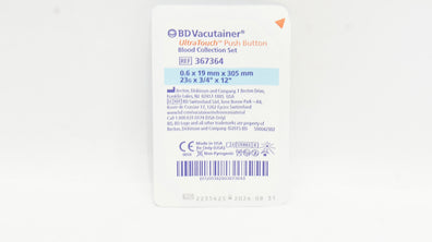 BD 367364 Vacutainer UltraTouch Blood Collection Set 23G x 3/4inch x 12inch